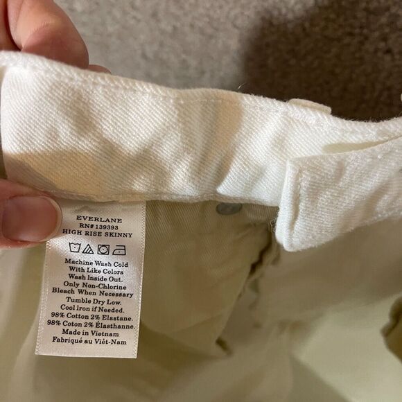Everlane Skinny Jeans Womens Size 25 Bone High Rise Stretch‎ Japanese Denim NEW - Picture 11 of 13